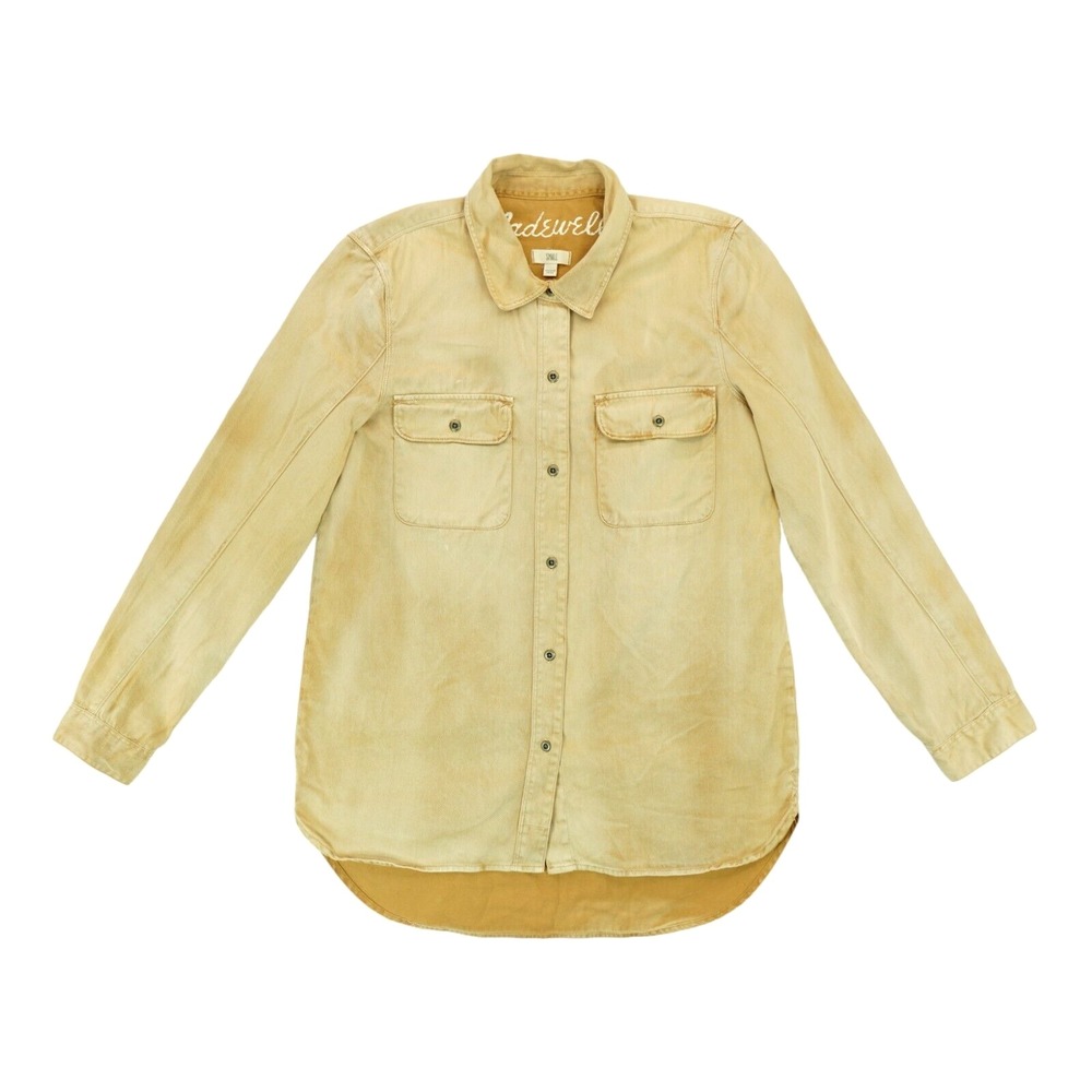 Madewell‎ Women Long Sleeve Shirt Button Down PreWashed Mustard Color Size Small